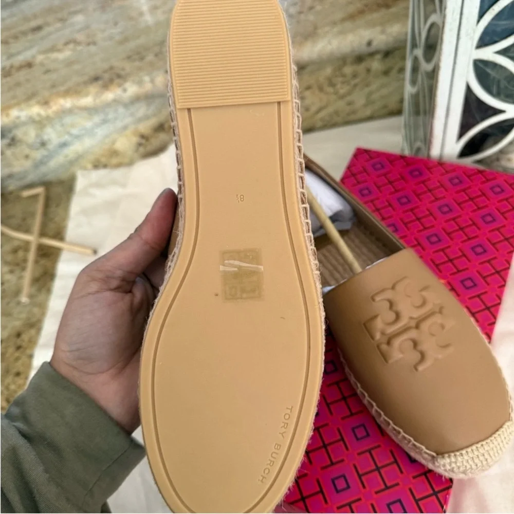 New Tory Burch DESCRIPTION EVERLY LEATHER ESPADRILLE NEVADA RETRO tiramisu